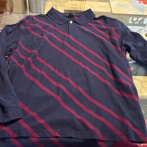 Daniel Cremieux Navy and Burgundy Striped Polo Shirt